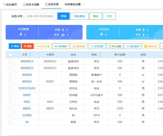 会员等级设置