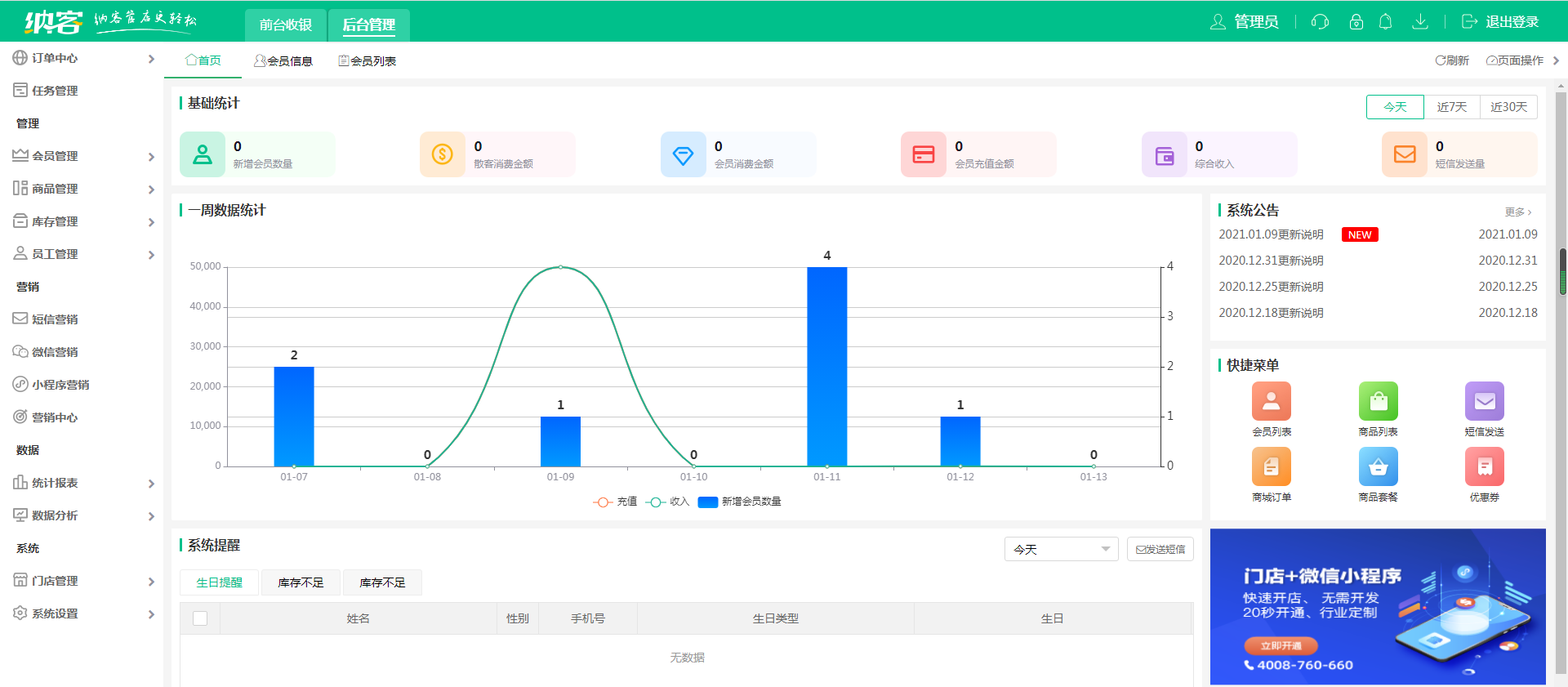 纳客积分管理系统软件价格